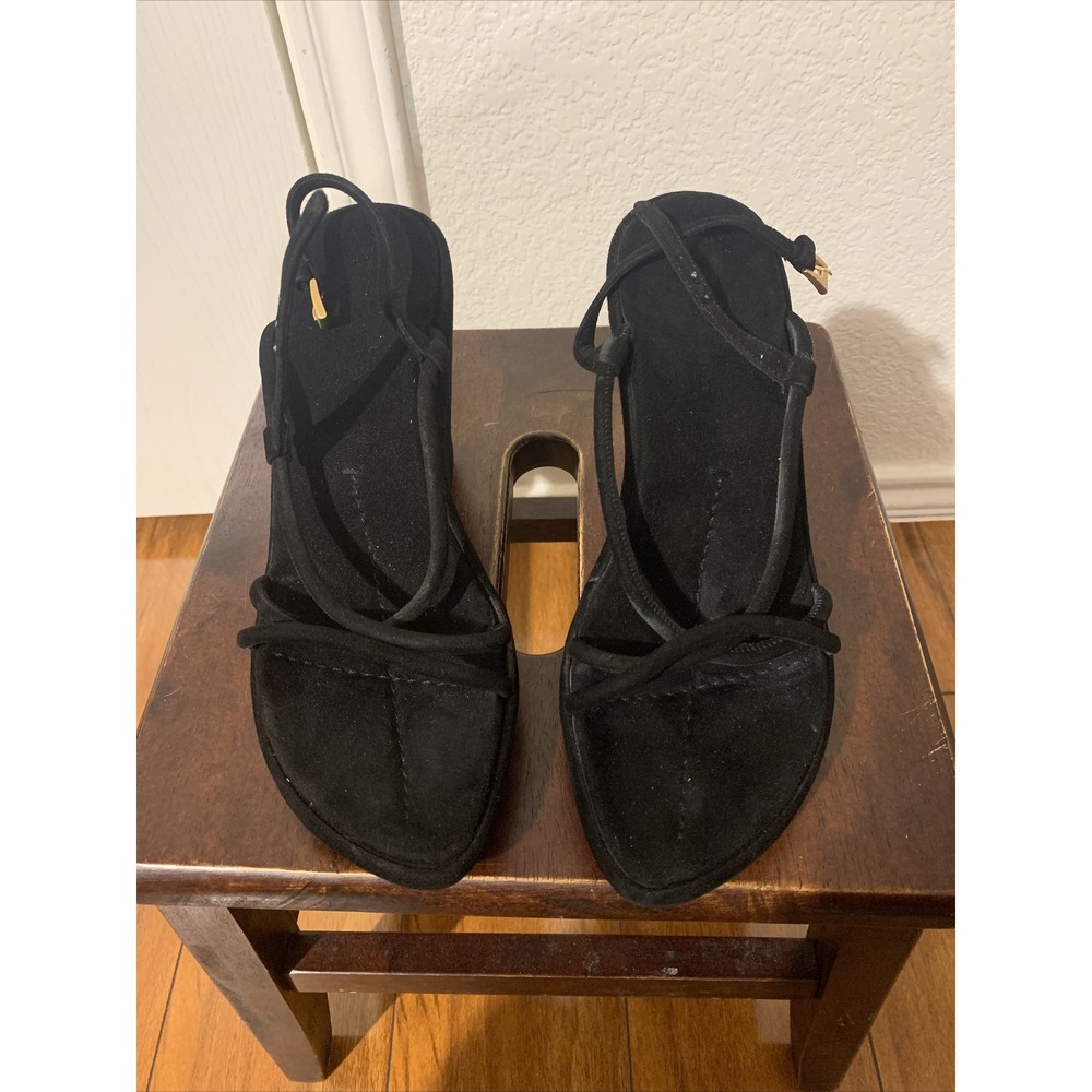 Prada women's black wedges espadrilles sexy shoes sandals eu 37 us 6 black suede